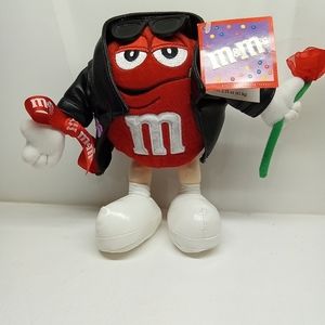 VTG NWT Valentine Mini Seasonal M&M Plush Red W/Leather Jacket/Sunglasses/Rose